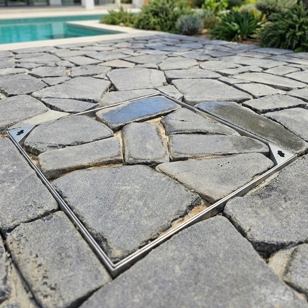 מכסה ביוב מרובע לריצוף מנירוסטה