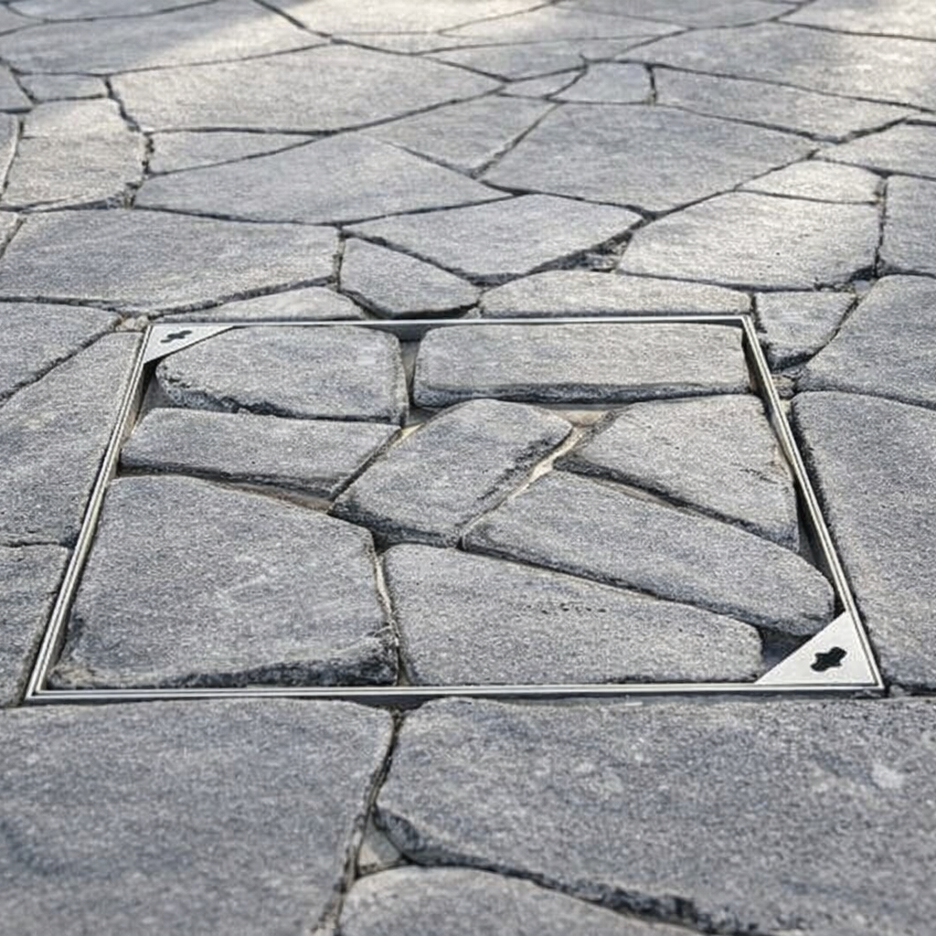 מכסה ביוב מרובע לריצוף מנירוסטה - דלוקשרי