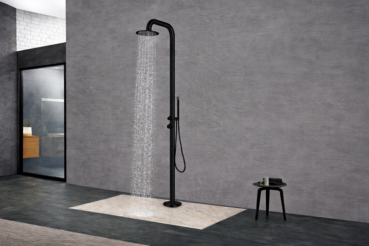 You are currently viewing מקלחון חוץ נירוסטה 316 שחור דגם ML9008MB פתרון רחצה אדריכלי לחצר ולבריכה