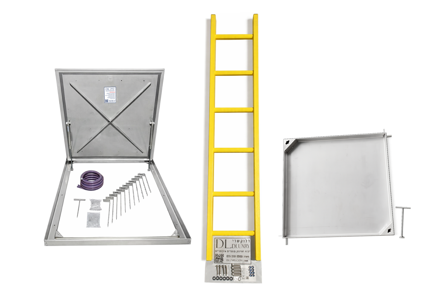 חבילת מכסים לחדר מכונות בריכה עם מכסה לתא איזון מנירוסטה, פתרון מלא לתחזוקה בטוחה ואסתטית