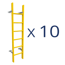 קנייה קבוצתית – 10 יחידות סולם פיברגלס צהוב לחדר מכונות עד 190 ס״מ