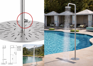 מקלחון חוץ לבריכה מנירוסטה 316 ML9018