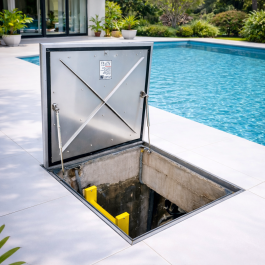 מכסה הידראולי לחדר מכונות בריכה מנירוסטה 316 75*75