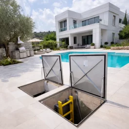 מכסה הידראולי לחדר מכונות בריכה מנירוסטה 304 90*90