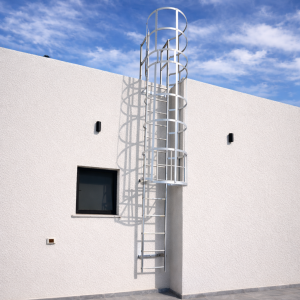 סולם עליה לגג מאלומיניום עם כלוב בטיחות